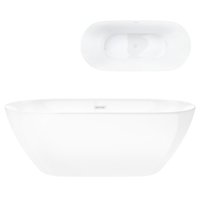 Freestanding bathtub Corsan OLVENA 160 x 76 cm Click-clack plug White