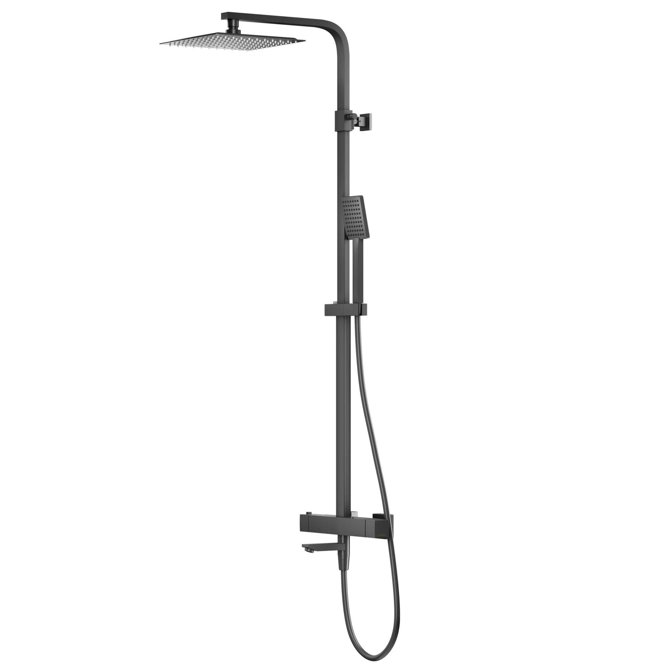 Shower set with thermostat Corsan ANGO Column Rainshower 25cm Swivel spout Black